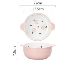 Ceramic Double-ear Large Soup Bowl Anti-scalding Instant Noodle Bowl