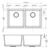 32" L X 18" W Undermount Quartz Double Bowl Kitchen Sink Matte Black With Faucet