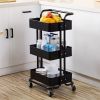 3-Tier Home Kitchen Storage Utility cart with handle-Black--YS