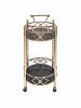 ACME Ottesen Serving Cart, Gold & Black Glass YF