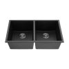 32" L X 18" W Undermount Quartz Double Bowl Kitchen Sink Matte Black With Faucet