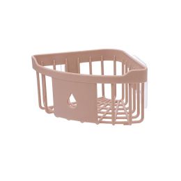 Wall Hanging Triangle Corner Storage Rack Basket Kitchen Bathroom Organizer (Color: pink)