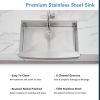 Farmhouse Sink Gunmetal Black Kitchen Sink Stainless Steel 10 inch deep, Apron Kitchen Sink, 16 Guage Handmade Sink with Drain